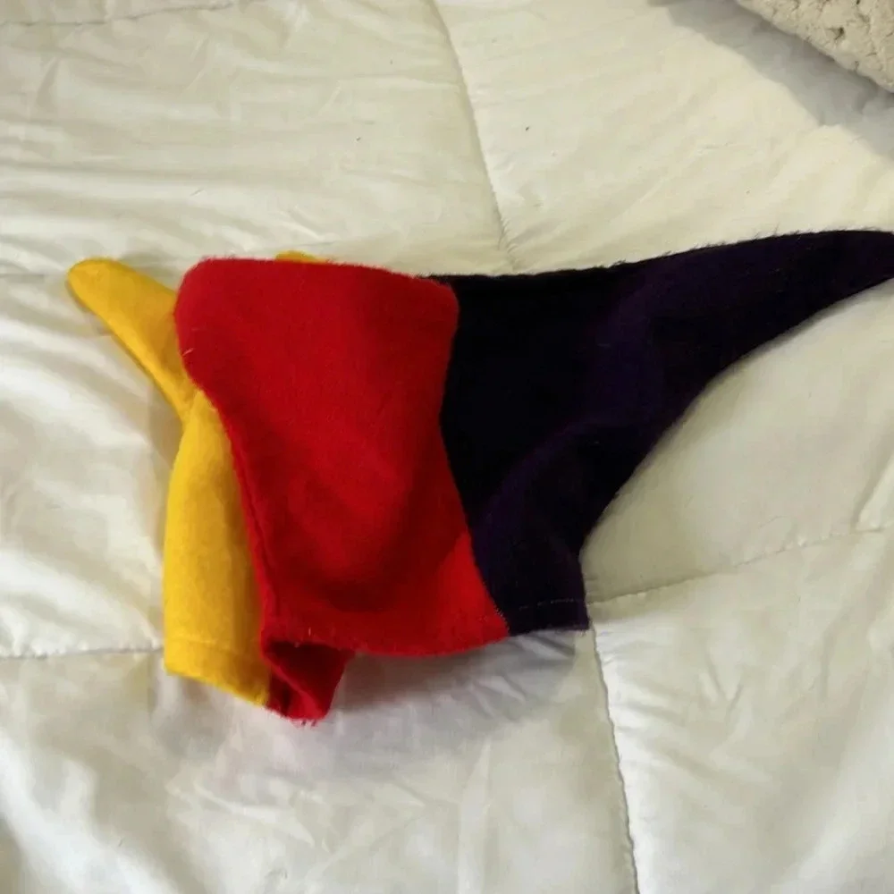 Court Jester Costume red and purple with hat one size it’s around a size 10-16